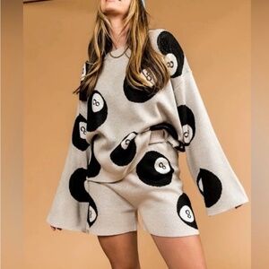 NWT Dressed in LALA The Future Is Now 8 ball Sweater Shorts size small